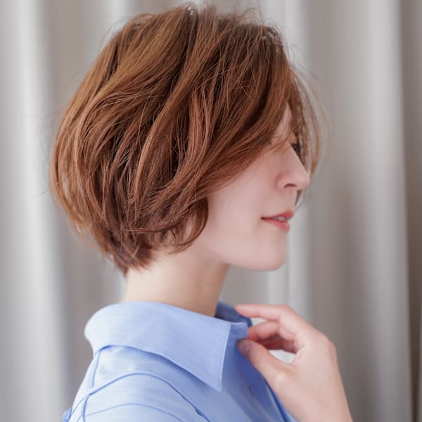 ゆるふわミディアム大人美人かきあげショートボブ30代40代