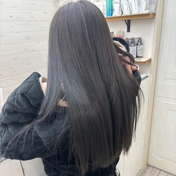 ブリーチなしダブルカラー/ラベンダーグレー/髪質改善/艶髪