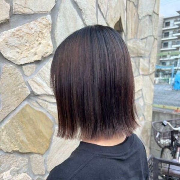 切りっぱなしボブ×酸性ストレート|chill out 南塚口本店