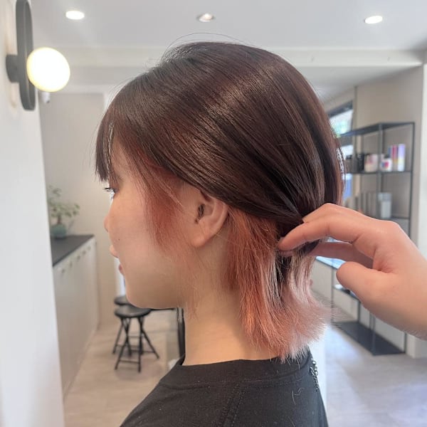 ピンクオレンジインナーカラー