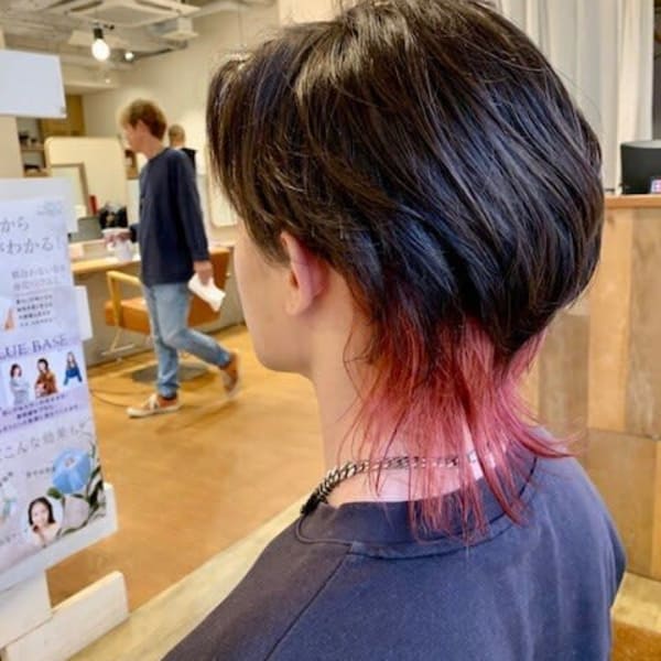 ウルフスタイル×襟足ピンクカラー/20代/30代/40代/5