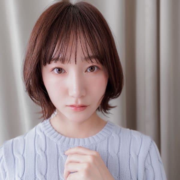 シースルーバングウェットヘア外ハネ小顔ウルフボブ30代40代