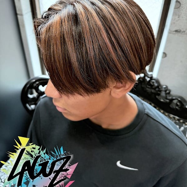  メンズハイライトマッシュ　【立体感カラー】　茅ヶ崎|LAGUZ 茅ヶ崎 髪質改善 ヘアアレンジ