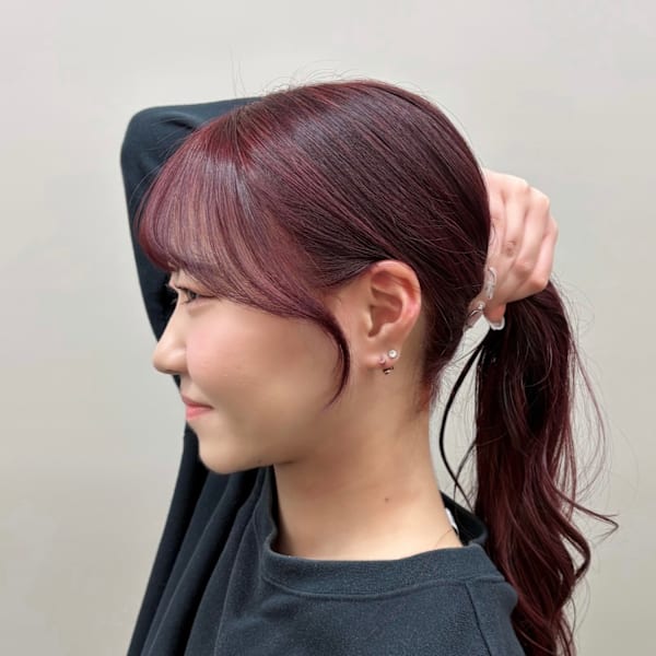 前髪+お顔周りカット×冬に人気♪ボルドーカラー|美容室ポール行徳店 髪質改善ヘッドスパマッサージサロン