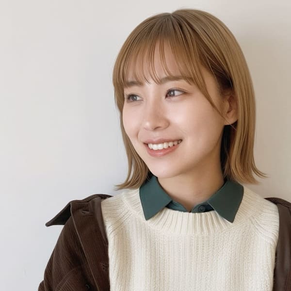 ハイトーンシルキーベージュでの切っぱなしボブ|ameri love hair