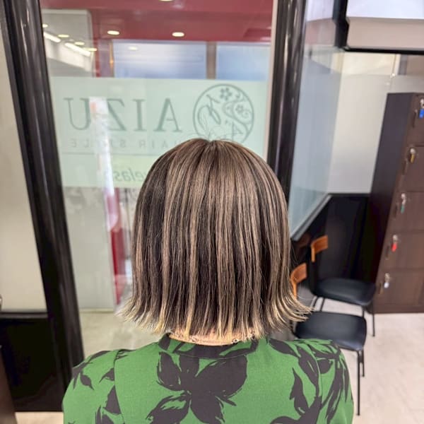 アンブレラカラー|AIZU本厚木 白髪ぼかし ハイライト バレイヤージュ 髪質改善