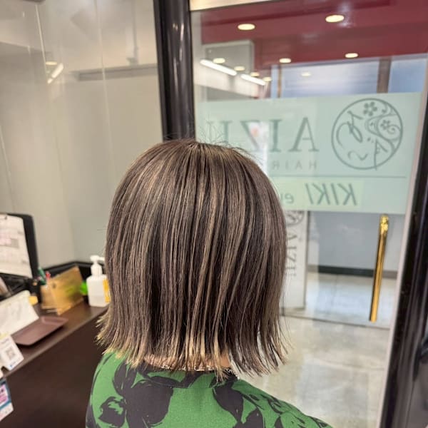 アンブレラカラー|AIZU本厚木 白髪ぼかし ハイライト バレイヤージュ 髪質改善