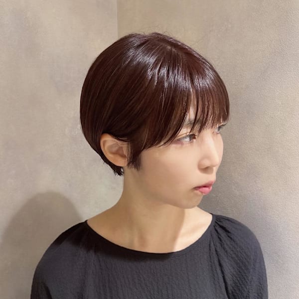 マッシュショート×前髪あり×暖色カラー×横浜×30代20代