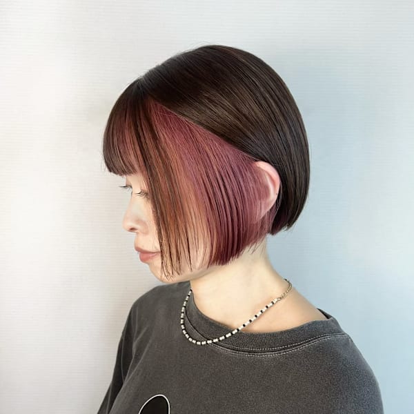 インナーカラー/ミニボブ/20代30代40代|Hair Design Angelo cafe