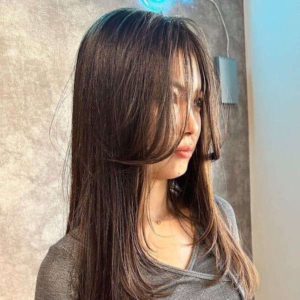 韓国風ロングレイヤースタイル