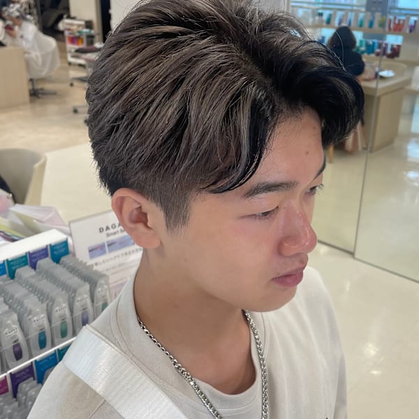 銀座/有楽町/メンズ/毛流れパーマ/白髪ぼかしハイライト