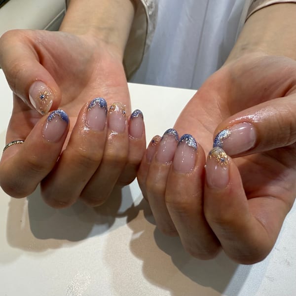 青マグネットニュアンスネイル
