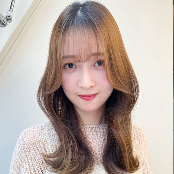韓国風くびれヘア◎小顔前髪カット透明感カラーベージュカラー