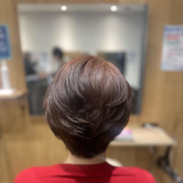 大人ショート×ヘルバカラー×ニュアンスオレンジ