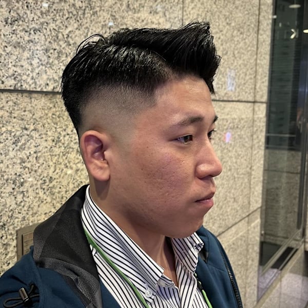 銀座　理容室　スキンフェード　サイドパート|ヘアーモードキクチ 銀座店