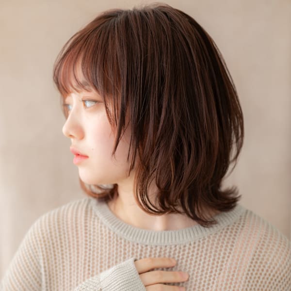 イヤリングカラー外ハネ小顔ウルフボブクラゲヘアー20代30代|COVER HAIR bliss【カバーヘア ブリス】北浦和/北浦和西口店