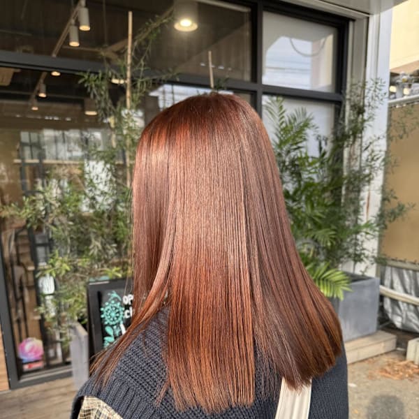 オレンジブラウン/ブリーチなし|半個室 rire hair 大野城店