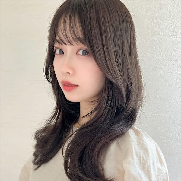 韓国風上品ヘア 小顔似合わせカット 薄めシースルーバング|LOUIMADNA栄