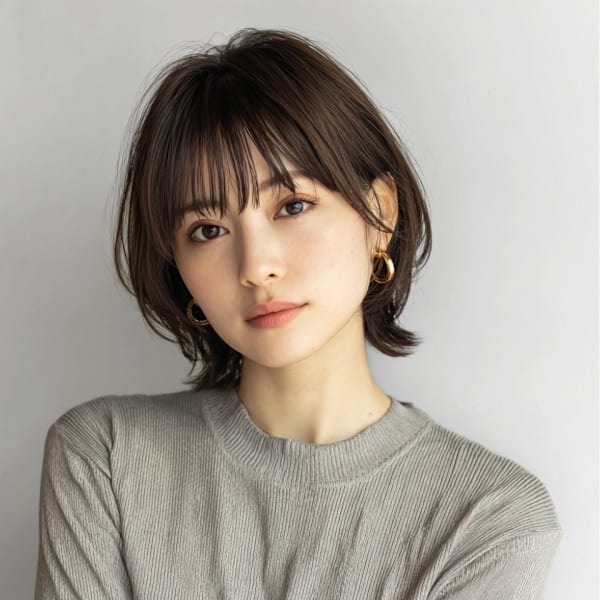 ショート 前髪カット レイヤーボブ ブラウンカラー30代|Beautissimo 川越
