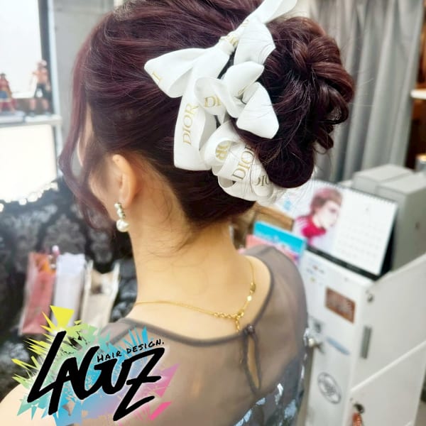 【ヘアセット】華やかさを兼ね備えたリボンエレガントアップ|LAGUZ 茅ヶ崎 髪質改善 ヘアアレンジ