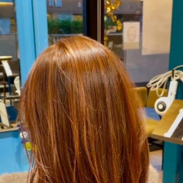 オレンジカラー+ハイライト