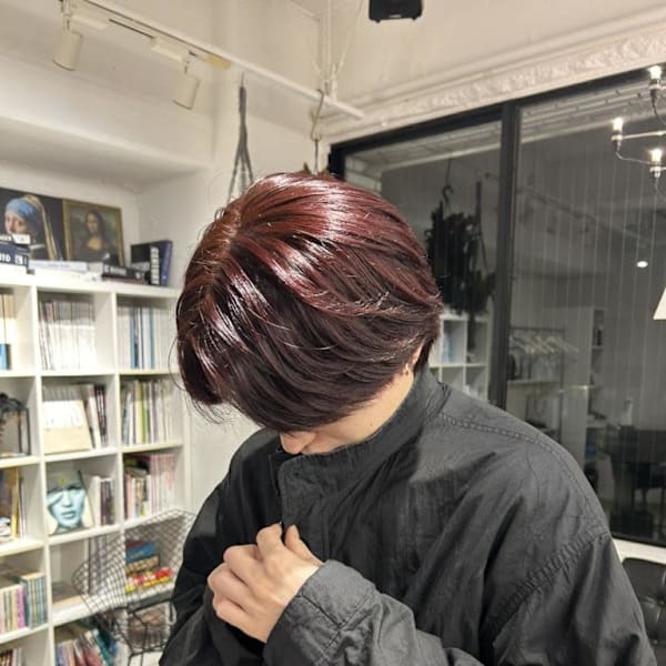 メンズ レッドブラウン センターパート|Di-KA HAIR sendai