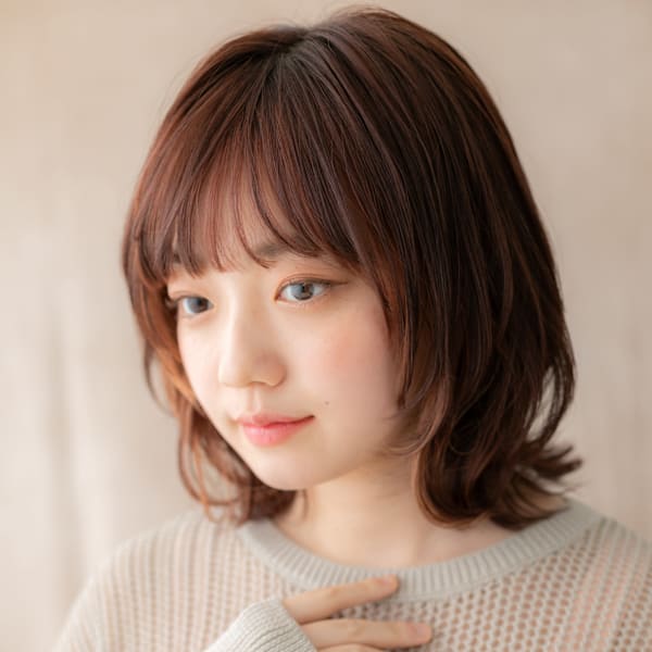 イヤリングカラー外ハネ小顔ウルフボブクラゲヘアー20代30代|COVER HAIR bliss【カバーヘア ブリス】上尾/上尾西口店