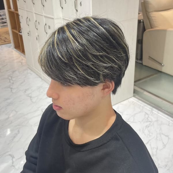 ハイライト／メンズハイライト／メンズマッシュ／デザインカラー|HEARTS hair's五日市店