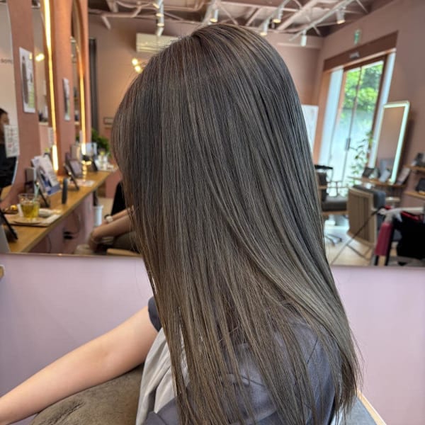 縮毛矯正/髪質改善/ブリーチカラー/ベージュ/暗めベージュ