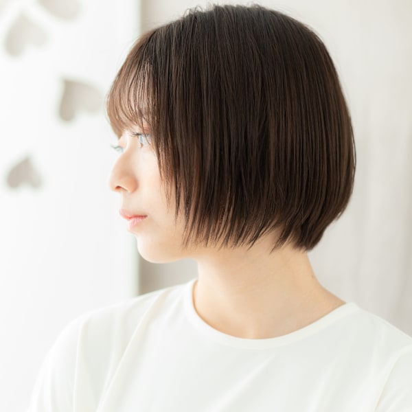 シースルーバング小顔補正カットレイヤーショート20代30代