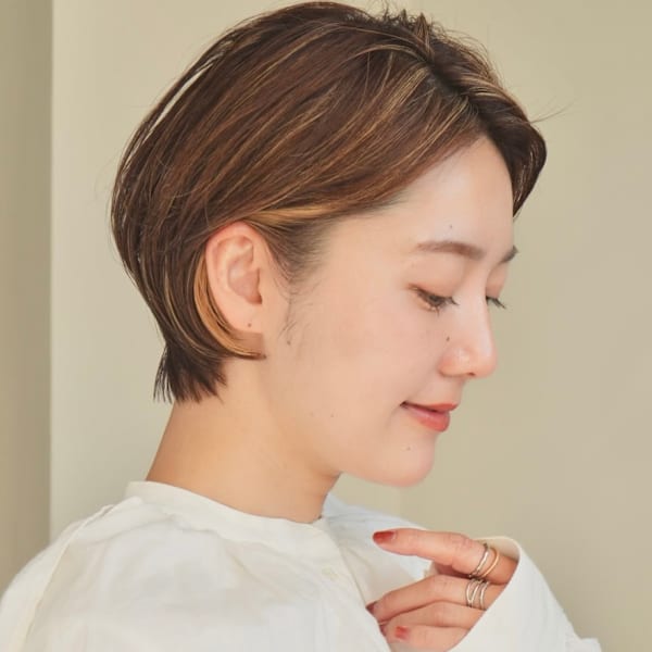 ショート・ボブ/丸顔/前髪あり/絶壁解消/40代/50代/