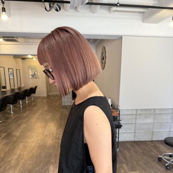 ハイトーンピンクボブ|Apiuz Hair 梅田