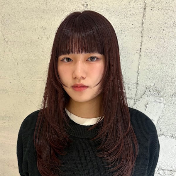 【YOKE】ボルドーワインレッドブリーチなしレイヤーロング