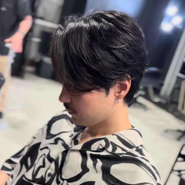 センターパート×ニュアンスパーマ×フェザーパーマ×men's