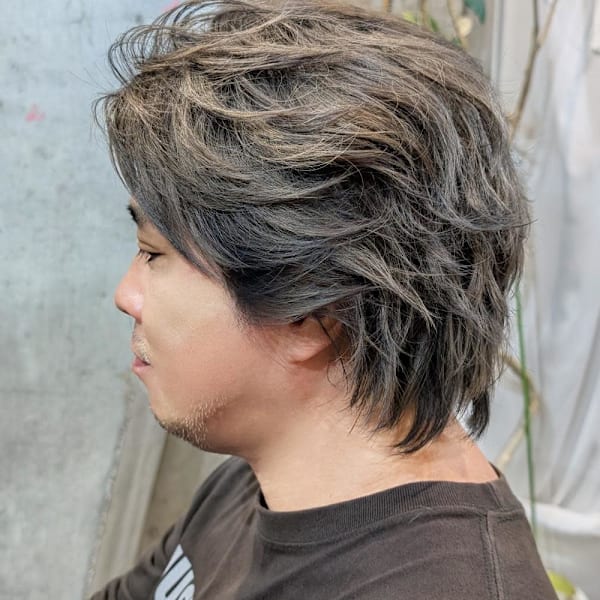 メンズウルフ×ブリーチグレージュ