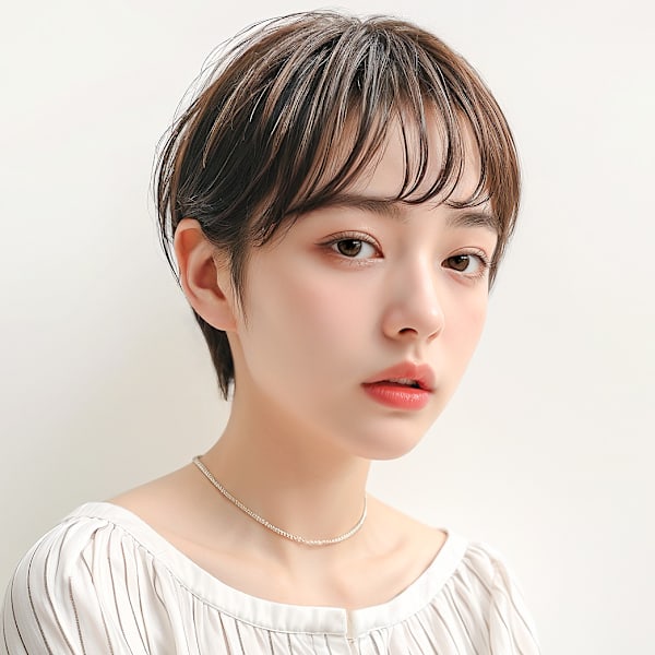 シールスルー前髪耳かけ小顔こなれショートp1　ショートレイヤ