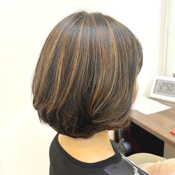 ミディアム白髪ぼかし髪質改善