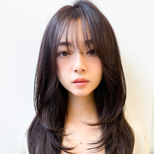 韓国風レイヤーロングヨシンモリ◎シースルーバング×艶カラー|韓国ヘア STAR TOKYO 渋谷【レイヤーカット/髪質改善/メンズ】