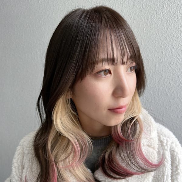 ホワイトインナー/ゆるふわミディアム/ヘーゼルブラウン