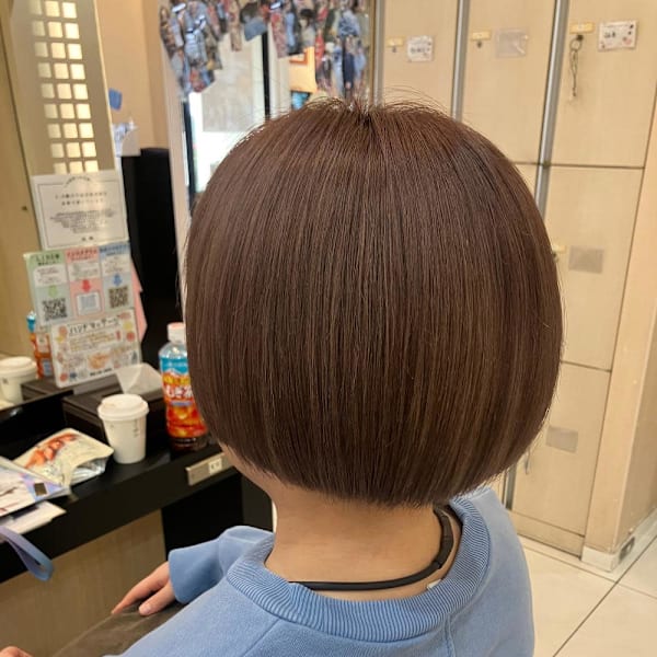 ★刈り上げボブ美髪くびれワンカールシルキーベージュ