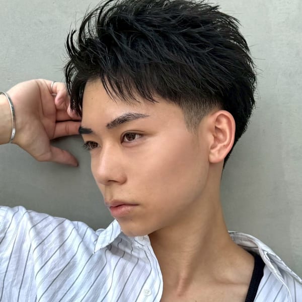 爽やかアップバング/フェザーパーマ/フェザーショート|ARIETTA GINZA men’s/メンズカット/メンズパーマ