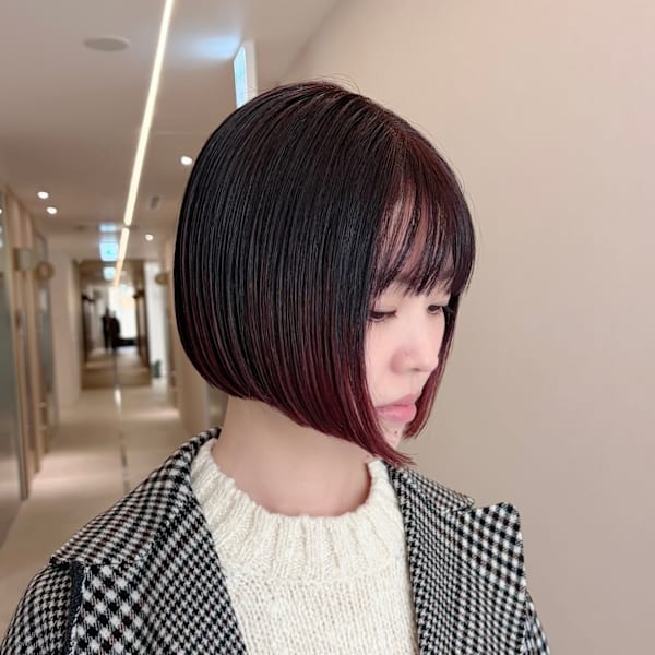 髪質改善/重め前髪/大人ボブ/小顔ヘア/前下がりボブ/艶感