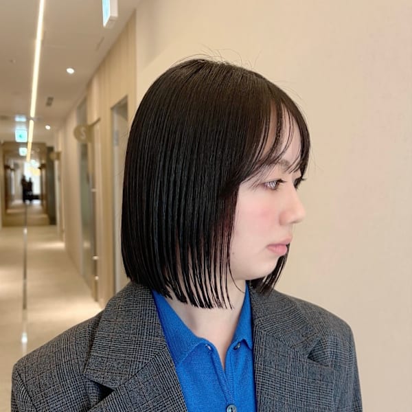 大人ボブ大人ショートボブ切りっぱなしボブ前髪あり前下がりボブ|BLUET