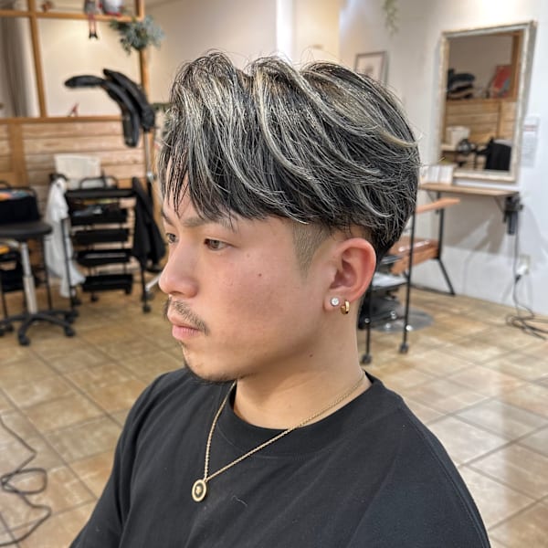 メンズメッシュで作るメンズバレイヤージュ|Hair Salon Mimosa Works