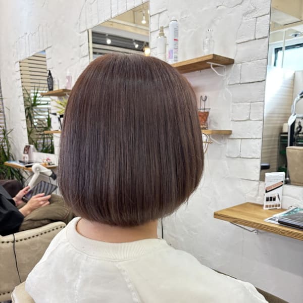 大人かわいい/ボブ/丸みボブ/ハイライト|latte hair lemie