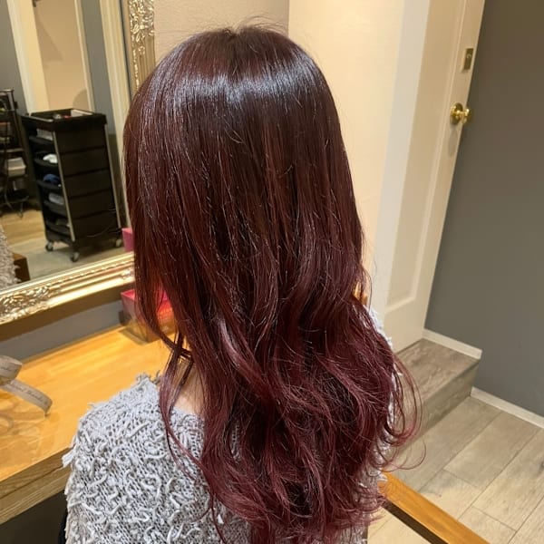 ロング　ワインレッドブラウン　ナチュラルカール|hair salon Rich