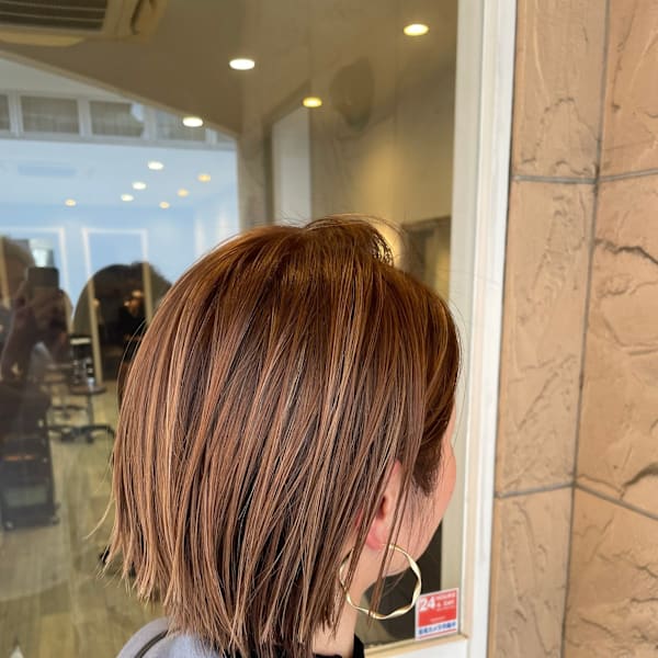ショートボブ　ハイライト　オレンジブラウン|hair salon Rich