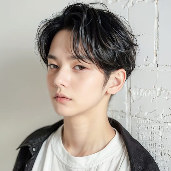 黒髪アップバング刈り上げセンターパートp1　ルーズパーマ|COVER HAIR bliss【カバーヘア ブリス】北浦和/北浦和西口店