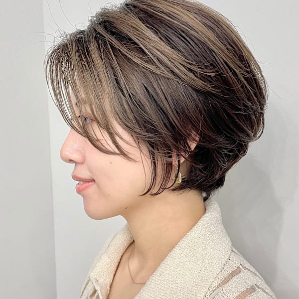 ショート・ボブ/丸顔/前髪あり/絶壁解消/40代/50代/|INCEPTION  GINZA 銀座