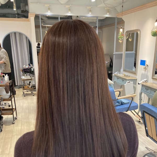 ロング顔周りレイヤースタイル艶髪パープルブラウン|CHAINON 赤羽店